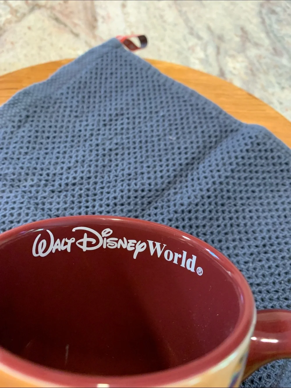 Disney Maroon Ceramic Mug with White Walt Disney World Logo
